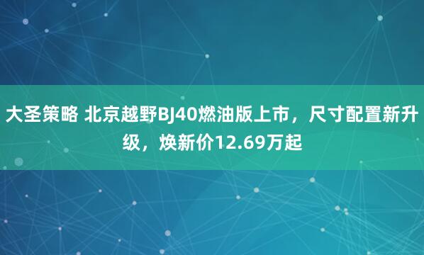 大圣策略 北京越野BJ40燃油版上市，尺寸配置新升级，焕新价12.69万起
