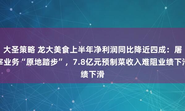 大圣策略 龙大美食上半年净利润同比降近四成：屠宰业务“原地踏步”，7.8亿元预制菜收入难阻业绩下滑
